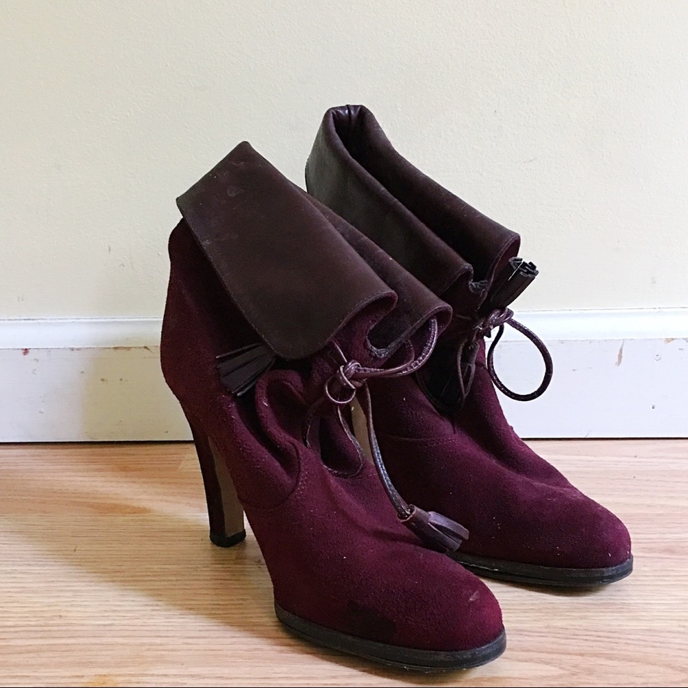 70s Burgundy Ankle Boots